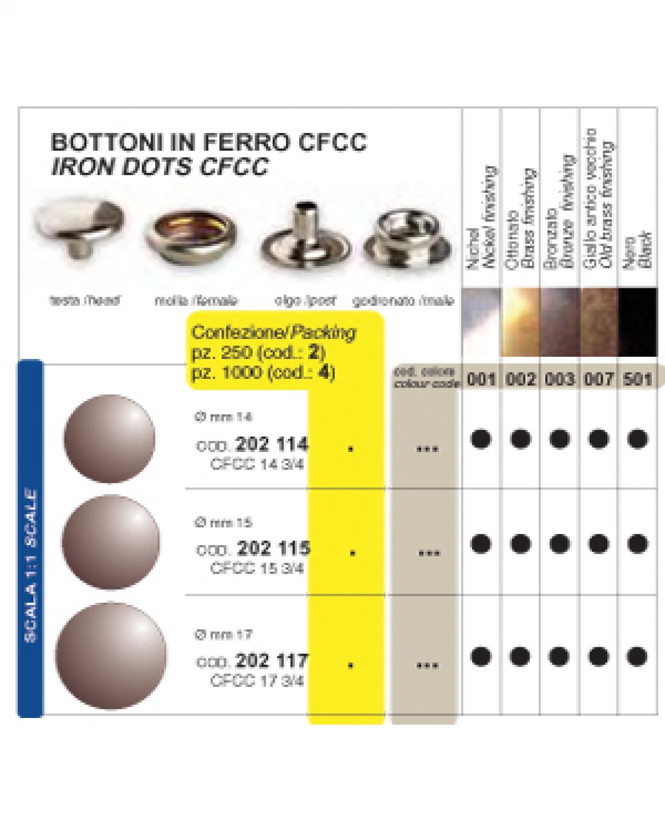 BOTTONI FERRO - busta 1000 pz. NÂ° 17 - CFCC